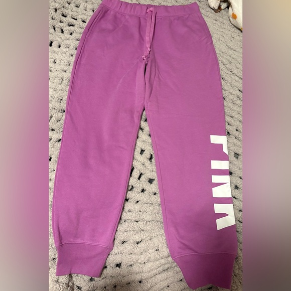 PINK Victoria's Secret Pants - PINK Victoria's Secret Purple Jogger Sweatpants with White Side Logo